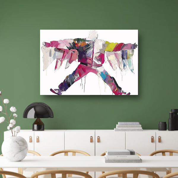 Kleurrijke abstracte figuur met dynamische vormencanvas