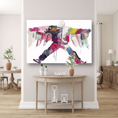Kleurrijke abstracte figuur met dynamische vormencanvas