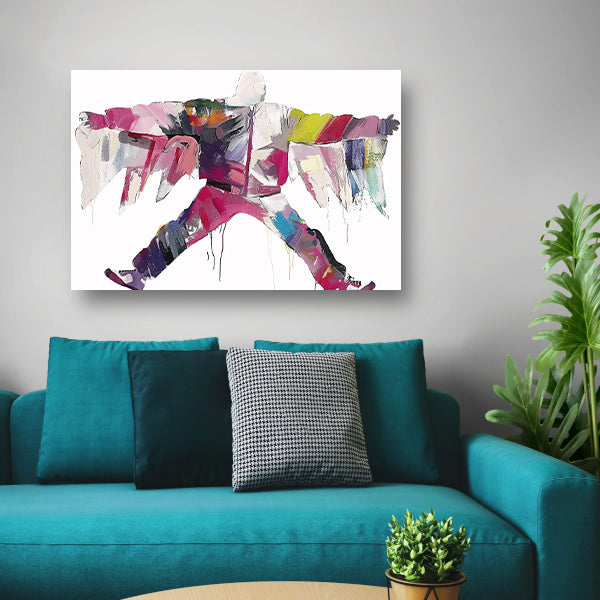 Kleurrijke abstracte figuur met dynamische vormencanvas