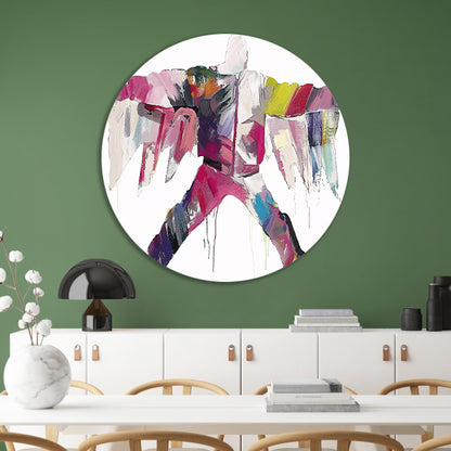 Kleurrijke abstracte figuur met dynamische vormen forex muurcirkel