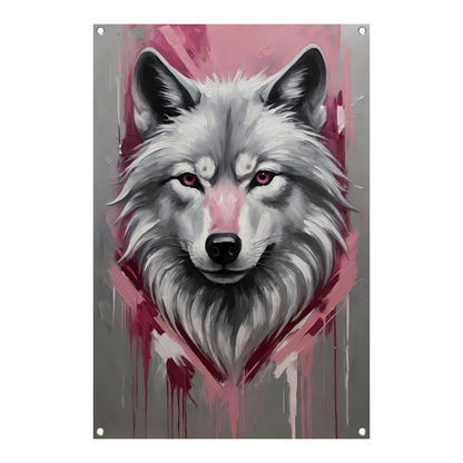 Dynamische Abstracte Wolf met Roze Accenten tuinposter