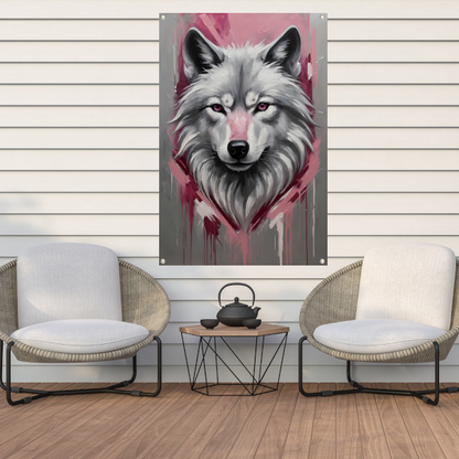 Dynamische Abstracte Wolf met Roze Accenten tuinposter