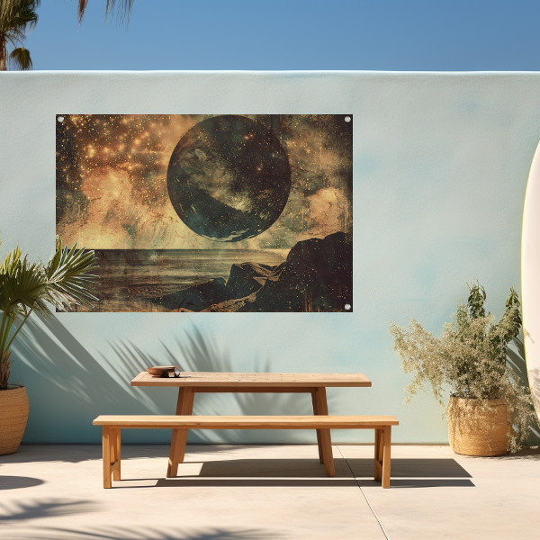 Gouden Kosmische Gloed Boven Zee tuinposter