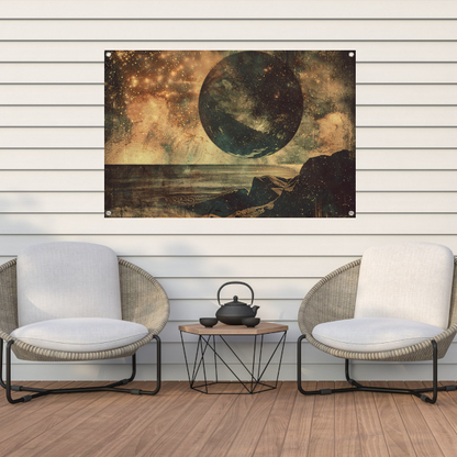 Gouden Kosmische Gloed Boven Zee tuinposter