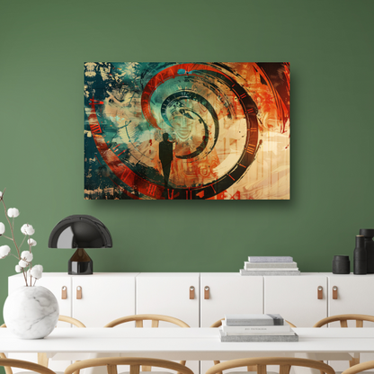 Dynamische Tijdsspiraal met Kleurrijke Elementen acrylglas