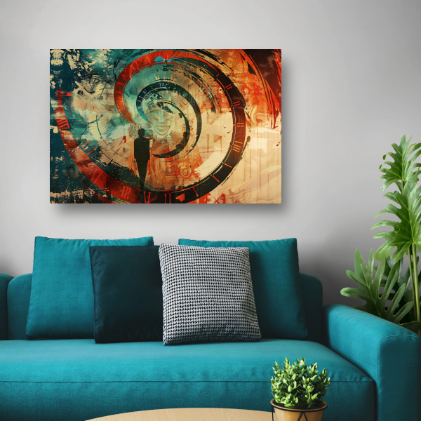 Dynamische Tijdsspiraal met Kleurrijke Elementen acrylglas