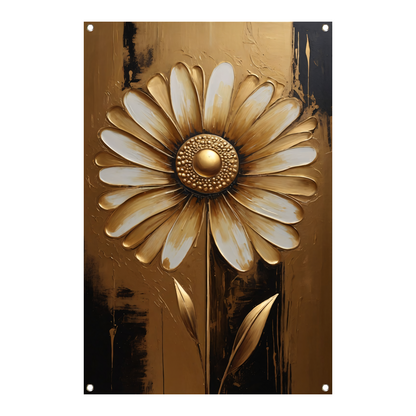 Abstracte Gouden Bloem op Sepia Achtergrond tuinposter