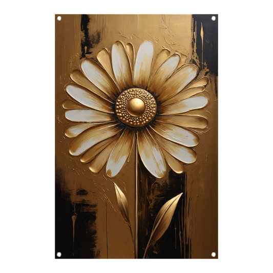 Abstracte Gouden Bloem op Sepia Achtergrond tuinposter