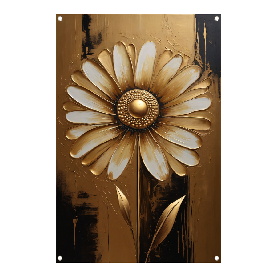 Abstracte Gouden Bloem op Sepia Achtergrond tuinposter