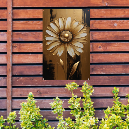 Abstracte Gouden Bloem op Sepia Achtergrond tuinposter