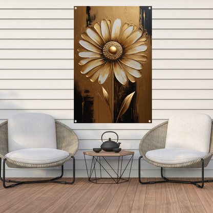Abstracte Gouden Bloem op Sepia Achtergrond tuinposter