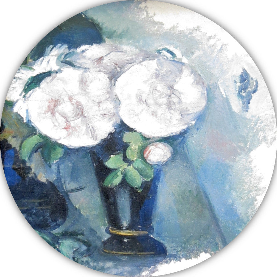 Bloemen in een blauwe vaas - Paul Cézanne aluminium muurcirkel