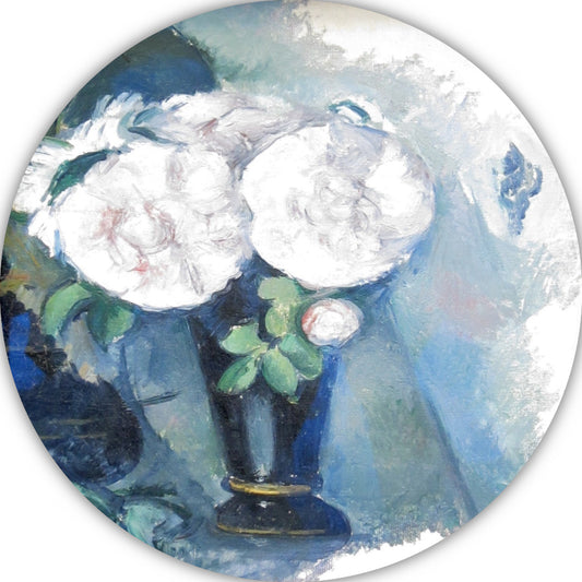 Bloemen in een blauwe vaas - Paul Cézanne aluminium muurcirkel