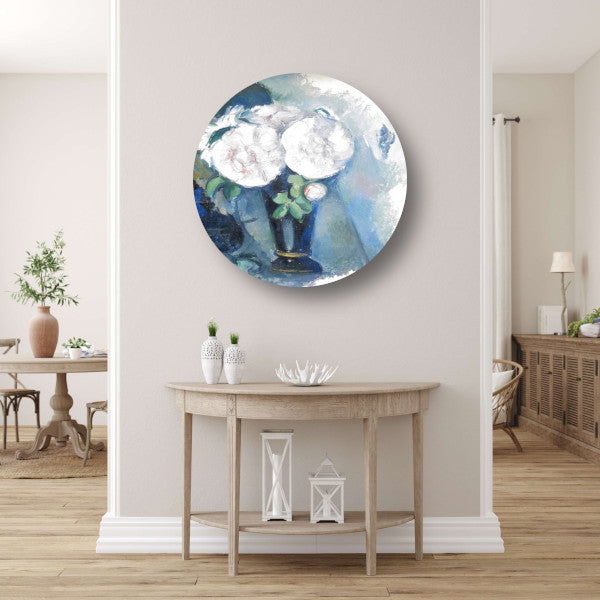 Bloemen in een blauwe vaas - Paul Cézanne aluminium muurcirkel