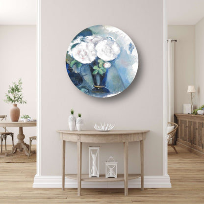 Bloemen in een blauwe vaas - Paul Cézanne aluminium muurcirkel