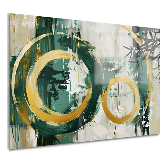 Abstracte Dans van Gouden Cirkels en Groen acrylglas