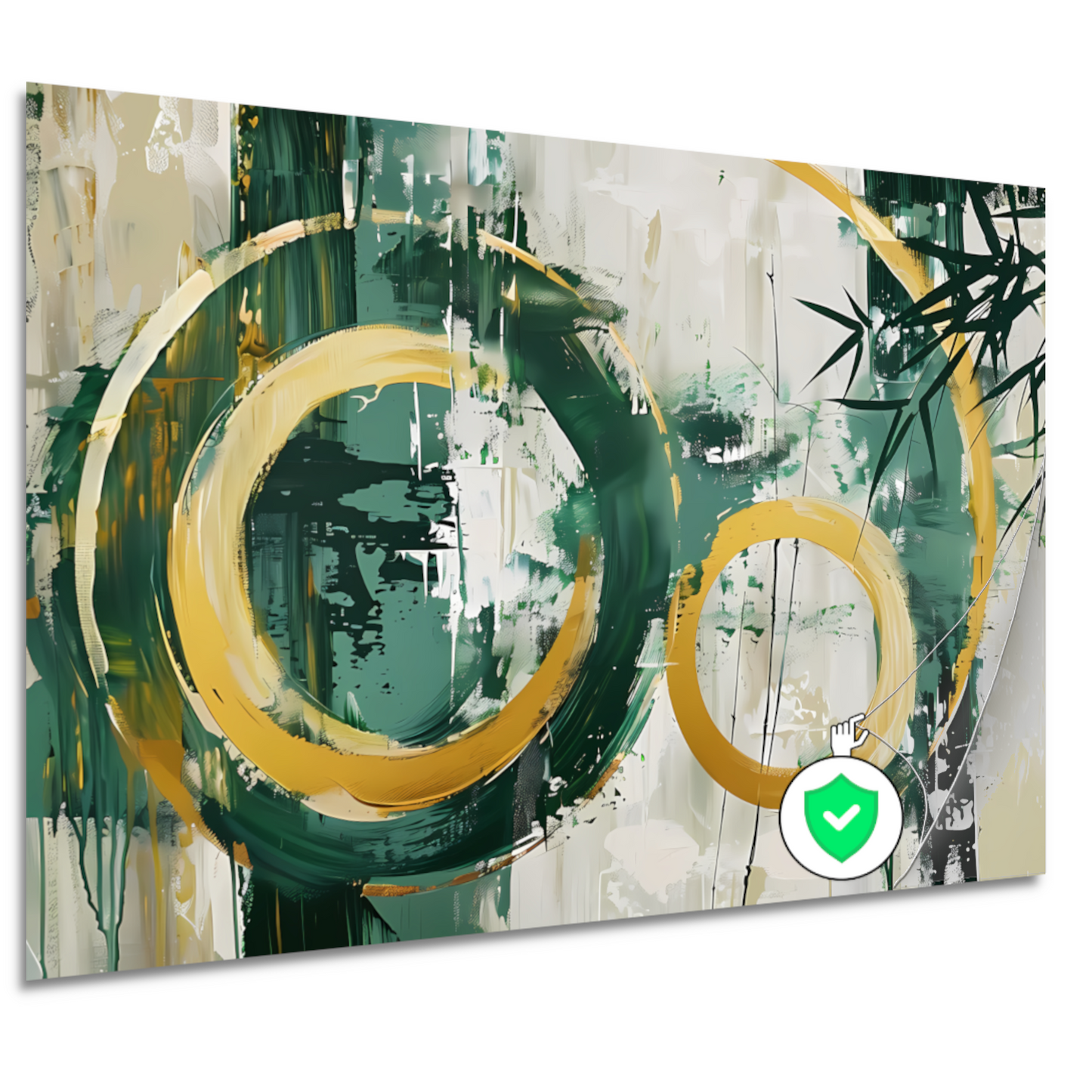 Abstracte Dans van Gouden Cirkels en Groen poster