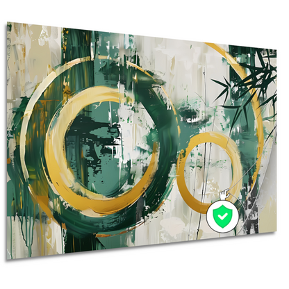 Abstracte Dans van Gouden Cirkels en Groen poster