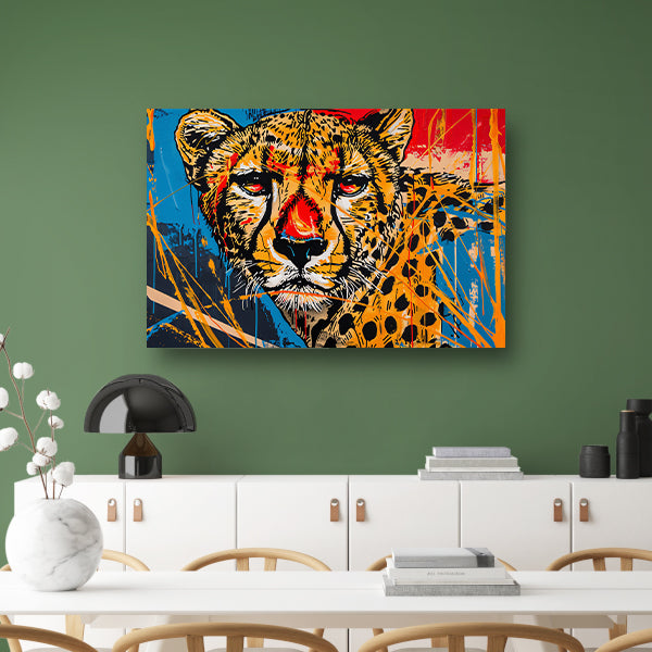 Dynamisch Kleurrijk Cheetah Graffiti Schilderij acrylglas
