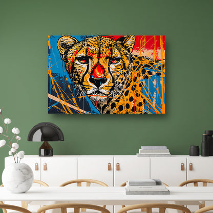 Dynamisch Kleurrijk Cheetah Graffiti Schilderij acrylglas