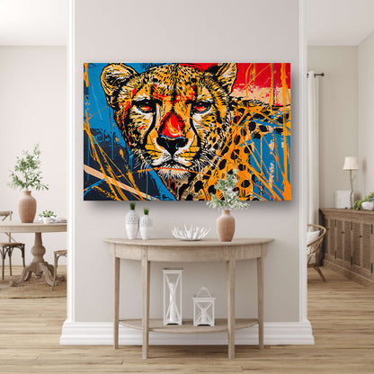 Dynamisch Kleurrijk Cheetah Graffiti Schilderij acrylglas