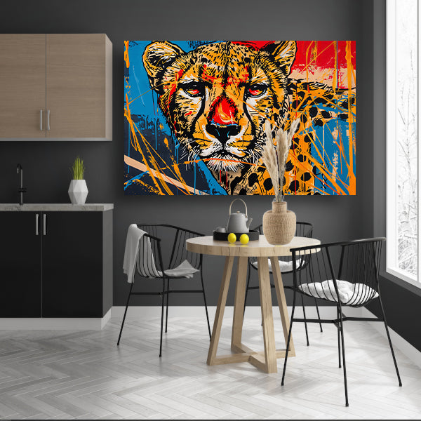 Dynamisch Kleurrijk Cheetah Graffiti Schilderij acrylglas