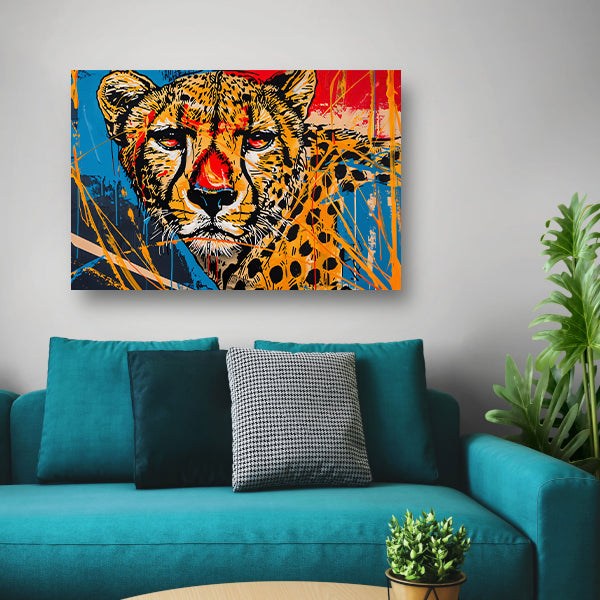 Dynamisch Kleurrijk Cheetah Graffiti Schilderij acrylglas