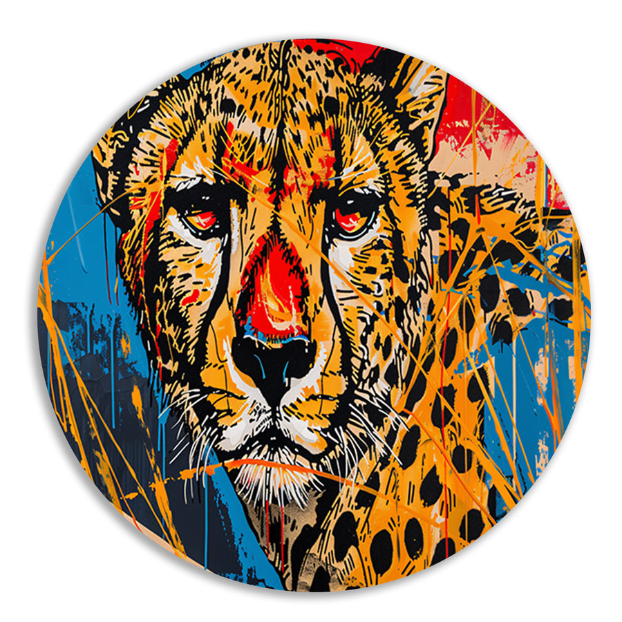Dynamisch Kleurrijk Cheetah Graffiti Schilderij forex muurcirkel