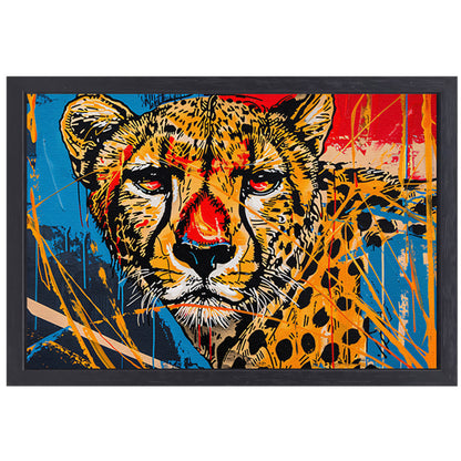 Dynamisch Kleurrijk Cheetah Graffiti Schilderij canvas met baklijst