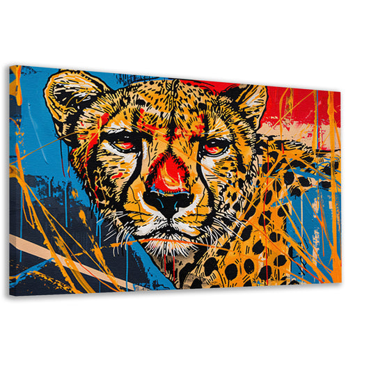 Dynamisch Kleurrijk Cheetah Graffiti Schilderij canvas