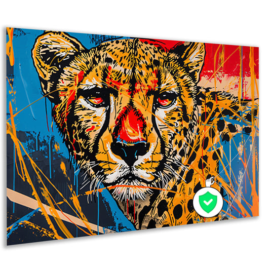 Dynamisch Kleurrijk Cheetah Graffiti Schilderijposter