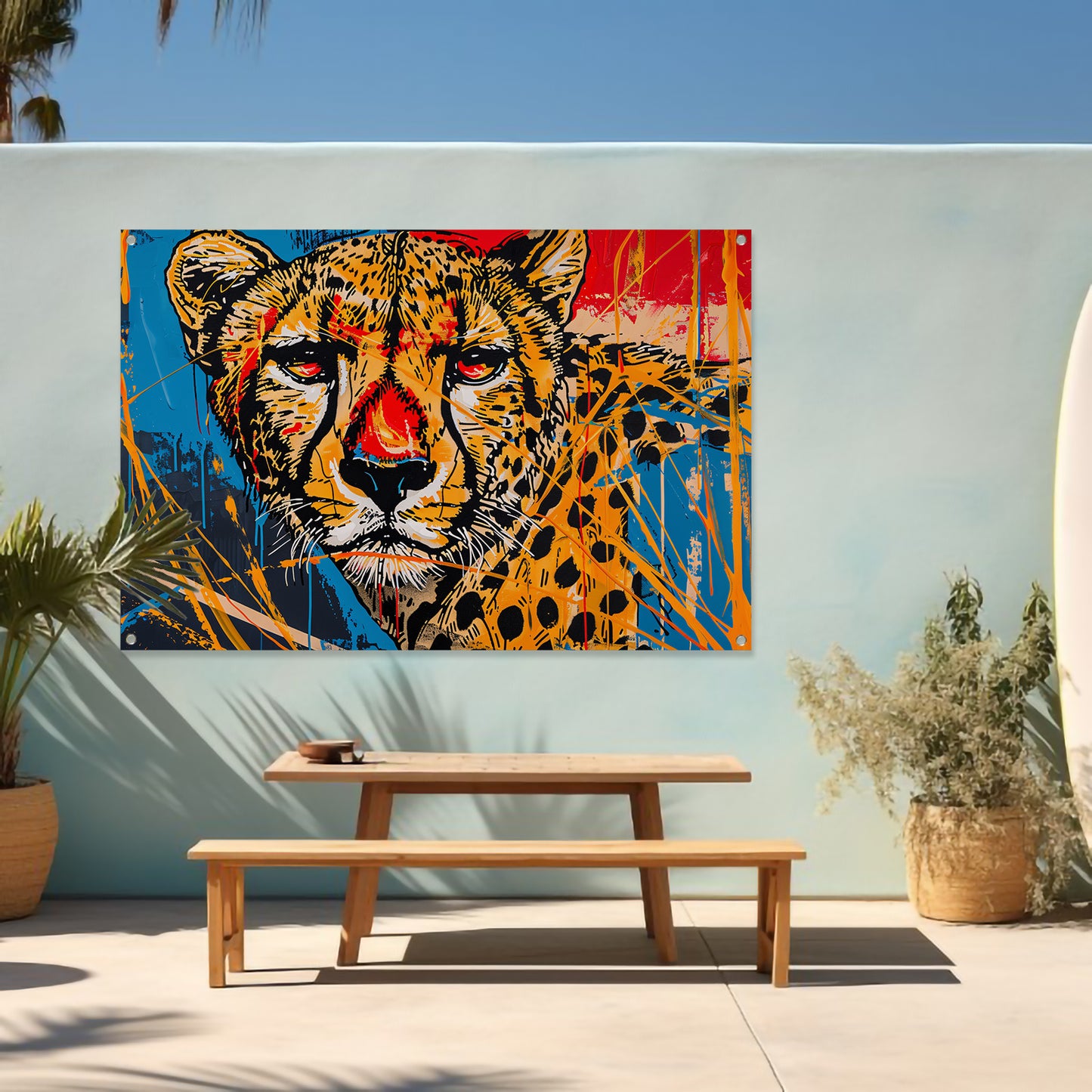 Dynamisch Kleurrijk Cheetah Graffiti Schilderij tuinposter