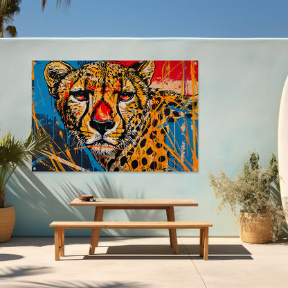 Dynamisch Kleurrijk Cheetah Graffiti Schilderij tuinposter