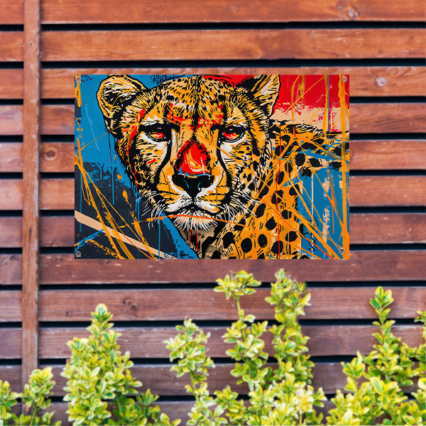 Dynamisch Kleurrijk Cheetah Graffiti Schilderij tuinposter