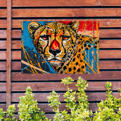 Dynamisch Kleurrijk Cheetah Graffiti Schilderij tuinposter