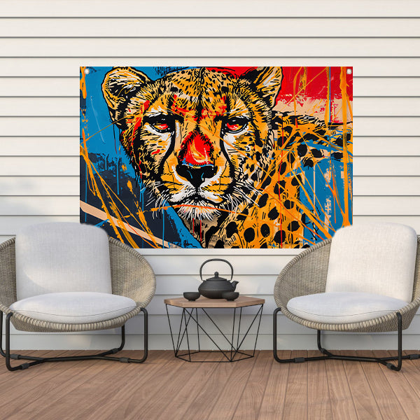 Dynamisch Kleurrijk Cheetah Graffiti Schilderij tuinposter