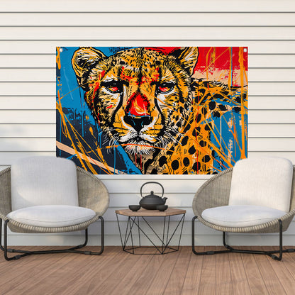 Dynamisch Kleurrijk Cheetah Graffiti Schilderij tuinposter