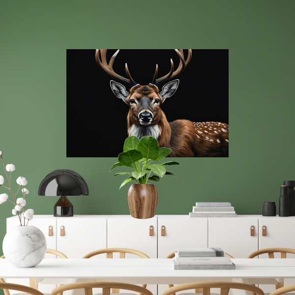 Majestueuze Hertenblik in Moderne Kunst canvas met baklijst