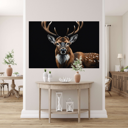 Majestueuze Hertenblik in Moderne Kunst canvas met baklijst