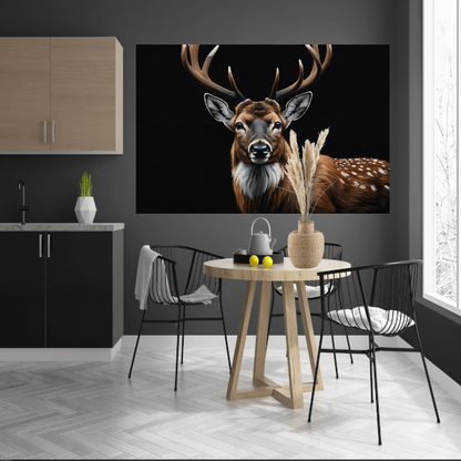 Majestueuze Hertenblik in Moderne Kunst canvas met baklijst