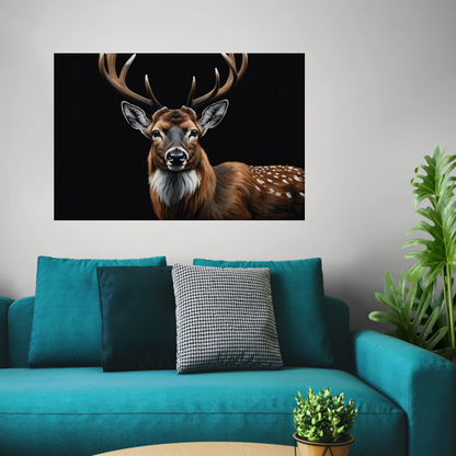 Majestueuze Hertenblik in Moderne Kunst canvas met baklijst
