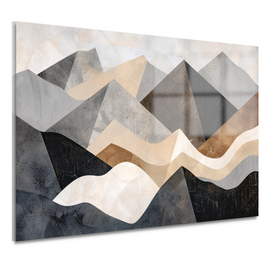 Abstracte bergen in aardetinten minimalistisch design acrylglas