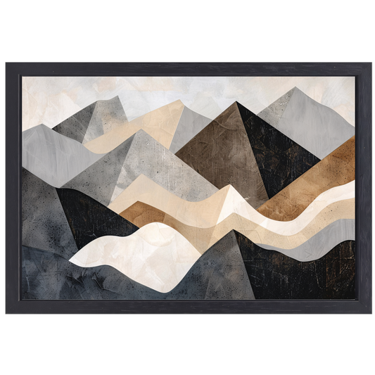 Abstracte bergen in aardetinten minimalistisch design canvas met baklijst