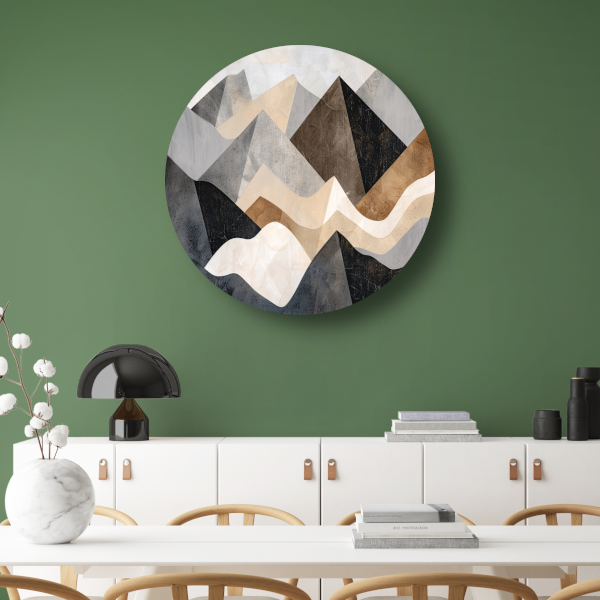 Abstracte bergen in aardetinten minimalistisch design forex muurcirkel