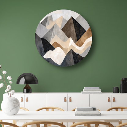 Abstracte bergen in aardetinten minimalistisch design forex muurcirkel