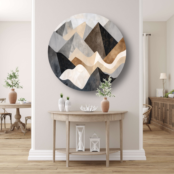 Abstracte bergen in aardetinten minimalistisch design forex muurcirkel