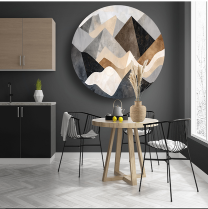 Abstracte bergen in aardetinten minimalistisch design forex muurcirkel
