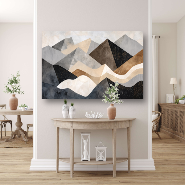 Abstracte bergen in aardetinten minimalistisch design canvas