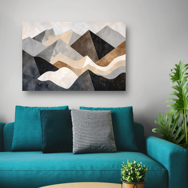 Abstracte bergen in aardetinten minimalistisch design canvas