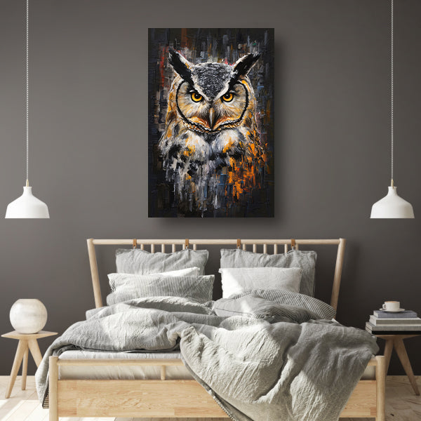 Uil met Oranje Ogen op Abstracte Achtergrond poster